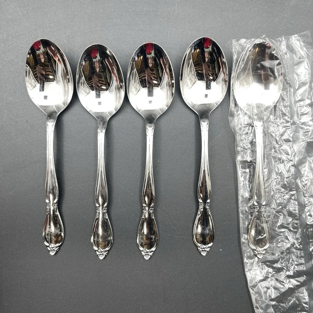 Lot of 5 Oneida Community Chantelaine Stainless Oval Soup Spoons Flatware